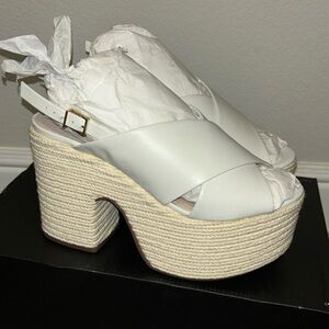 SCHUTZ Atria platform heels white beige woven strap shoes 7
